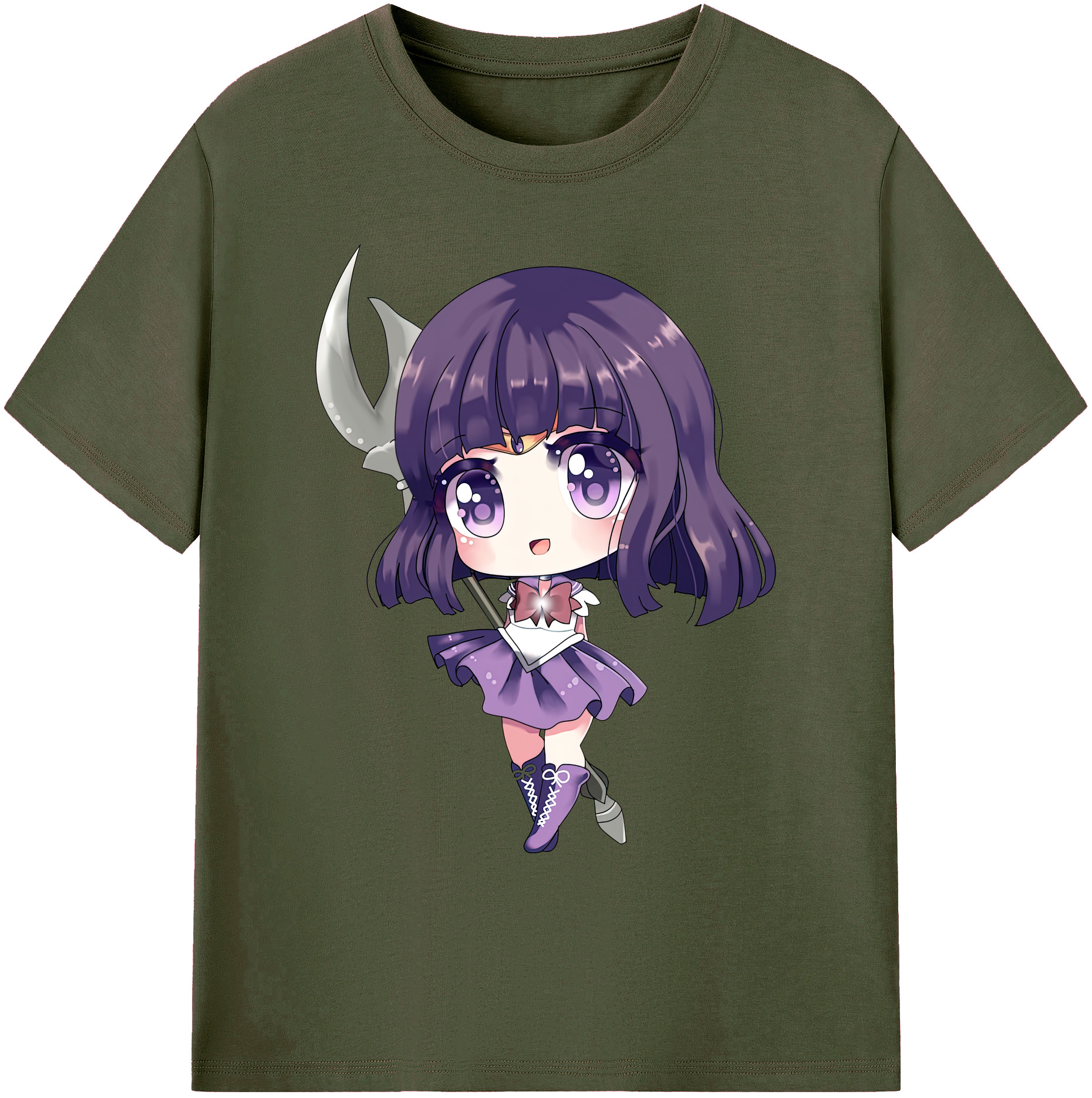（画像用） 美少女戦士セーラームーン 土萠ほたる Sailor Moon Tomoe Hotaru （セーラーサターン；Sailor Saturn） 綿100％ メンズ半袖Tシャツ｜肌触りやわらか＆通気性